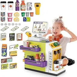 FunBlast Super Market Shopping Play Set for Kids - Fast Food Pretend Role Play Toys for Girls and Boys 3+ Years (46 Pcs)-picture-59