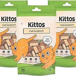 Kittos Cod Sandwich Cat Treats for Training & Rewards - Protein-Rich, Highly Digestible, Healthy & Tasty Snacks for All Life Stages, 35 gm Each (Pack of 3)-picture-10