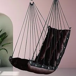 JULJULIA Hammock Swing Hanging Chair uyyala jula for Adult Kids Indoor Outdoor Balcony Sturdy Cotton Weave Max 200 kgs - Low Coffee - DN-16-image-53