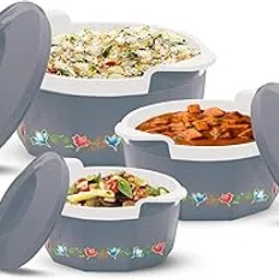 MILTON Elegance Jr. Inner Stainless Steel Casserole Gift Set Of 3 (395 Ml, 750 Ml, 1.35 Litres), Grey | Pu Insulated | Bpa Free | Food Grade | Hot & Cold | Easy To Carry, Blue-Green-image-98