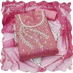 manvaa Women'S Pink Unstitched Handwork Simmer Banarasi Dress Material (MSMFC11459C)-picture-35