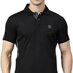 CHKOKKO Men Polyester Solid Active Sports Wear Polo Half Sleeve Gym T-Shirt with Button-Down Collar Quick Dry Breathable Perfect for Workout Regular Fit and Running Tee-picture-10