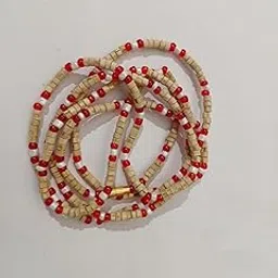 Mohana Creations Pure Tulsi Mala with Colourful Beads – 34 Inch Spiritual Necklace for Meditation, Pooja | Handmade Japa Mala for Men & Women (Red)-image-32