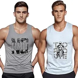 looks united Men's Polyester Printed Sleeveless Sports Gym Boxing Workout Activewear Bodybulding Gym-picture-32