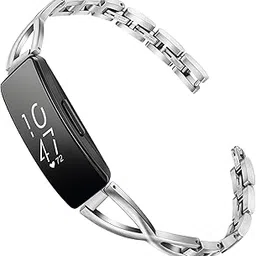Compatible Inspire/Inspire HR Band Women, TRUMiRR Solid Stainless Steel & Rhinestone Diamond Watchband Jewelry Strap Feminine Cuff Bracelet for Fitbit Inspire/Inspire HR Smart Watch-picture-16