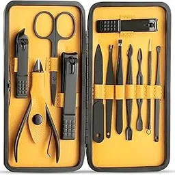 GLUN® Manicure & Pedicure Nail Clippers Kit, Premium Leather Finish Case, Stainless Steel Kit with Portable Travel Case, Professional Kit-picture-34
