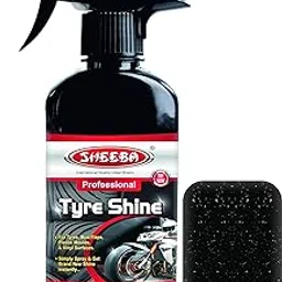 SHEEBA Bike Tyre Shine Best Liquid Spray Polish (200 ml) for Bike Scooter Scooty Also (MRPF) Painted Metal Rubber Plastic Fiber Parts High Gloss Back to Black Shine w Foam Applicator-picture-34