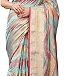 sidhidata Women's Organza Golden Zari Jacquard Boarder & Pallu ZigZag Saree With Unstitched Blouse Piece (Maharani)-picture-16