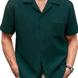 colorchakra Casual Waffle Knit Shirt for Men Stylish Half Sleeve Mens Shirts M to 3XL-picture-33