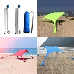 CLUB BOLLYWOOD® Beach Tent Tarp Portable Canopy Sunshade Sun Shelter with Sandbag Anchors Red | Sporting Goods | Outdoor Sports Tents & Canopies | Tents-image-14
