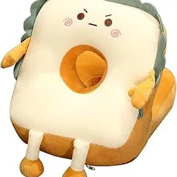 JAZZY PEARLS® Cute Toast Nap Pillow Seat Cushion Pad ice Silky Cloth Travel Pillow 25x30cm Angry-image-80