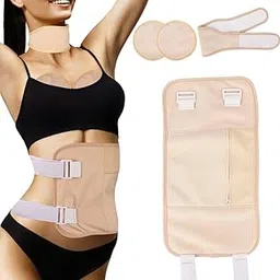 Probiz 4 Pack Castor Oil Pack Wrap, Reusable Organic Castor Oil Pack Kit Chests Waist and Neck Wrap for Liver Detox, Waist and Neck with Adjustable Elastic Strap Anti Oil Leak, Khaki (beige, Free Size)-picture-46