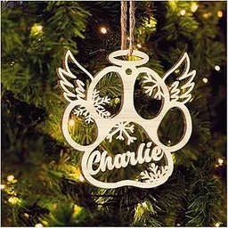 Personalized Wooden Dog Paw Ornament Cat Paw Christmas Tree Ornaments Custom Pet Name Christmas Decorations (#02, Dog paw)-picture-19