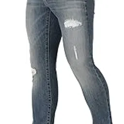 everblue Men Solid Stretchable Blue Tapered Slim Fit Heavy Fade Midrise Jeans-picture-49