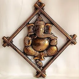 Akriti Brass Art Wares Wall Decor Hanging Ganesh Ji Religious Showpiece Hanging Entrance Gate Decor Ganesha Frame Wall Door Living Room Temple Pooja|Decorative Ganpati Gun Metal Statue-picture-30