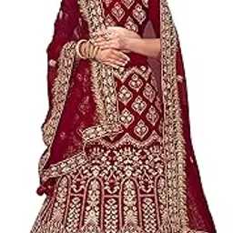 maroosh Velvet Maroon Heavy Zari Embrodiery Daimond Work Maroon Semi-Stitched Lehenga Choli (MRSVELVETQN44M)-picture-28