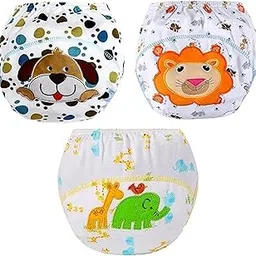 SMILE BABY Baby Girls Reusable Panties Soft, Breathable Cotton with Cute Cartoon Embroidery, Leakproof, Washable, Potty Training Friendly with Quick Dry Pad/Insert-image-44