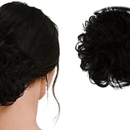 temperia Hair Accessories For Women Stylish - Juda Hair Buns for Women - Messy Bun Hair Extension - Artificial Fake Hair Donuts Bun Maker Scrunchies - With Elastic Rubber band - Black - Pack of 1-picture-5