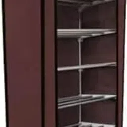 S C shoe Rack Multipurpose Shoe Rack with Zip Door Cover & Side Pockets, Multiuse Wide Shelve Storage Rack for footwear, Toys, clothes with Dustproof Cover (Brown, 6 Layer)-image-60