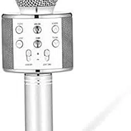 VRJTEC Karaoke Microphone for Kids Singing, 5 in 1 Wireless Bluetooth Microphone with Led Lights Karaoke Machine Portable Mic Speaker Player Recorder for Home Party Birthday (Silver)-image-97