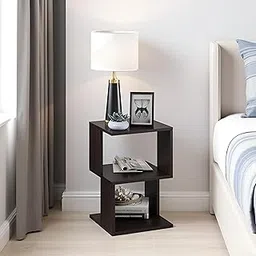 Allesia Modern Engineered Wood Side Table with 3-Tier Open Storage, Wooden End Table for Living Room, Bedroom, Sofa Side Stand, Bedside Nightstand, DIY Assembly – Wenge Finish image 1