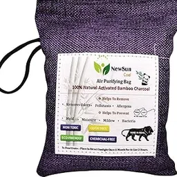 NewSun Activated Bamboo Charcoal Air Purifying Bag Natural Deodorizer And Dehumidifier Unscented, Chunks For Car; Rooms; Pets; Shoes; Purple. Pack Of 1-100Gram-image-92