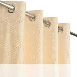 Textured Coin Punch Grommet Curtain Panel with Geometric Pattern | Modern Window Drapes for Living Room and Bedroom | Light Filtering Polyester Eyelet Curtain (Cream, 5 Feet) Pack of 1-picture-14