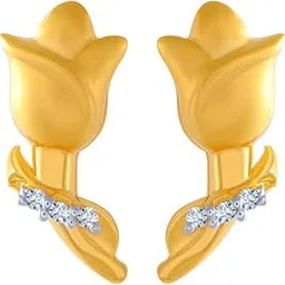 p.c. chandra jewellers 14k (585) Yellow Gold and American Diamond Stud Earrings for Women-picture-20