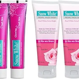 Snow White Fairness Cream and Pearl facewash for Glowing & Youthful Skin | All Skin Types & Unisex (Pack of 2 creams & 2 Facewash)-image-99
