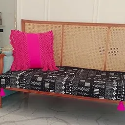 Luxury 3 Seater Sofa Cover with Tassels| Black Tribal Three Seater Anti-Slip Sofa Cover with Corner Tassels- Seat Cover-Fits 3 Seater Sofa Seat- 1 Piece, Diwali Home Decor-picture-54