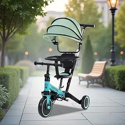 Leotoon 4-in-1 Trot n’ Roll | with Sunshade | 3 Mute EVA Wheels | Big Wheel Hub | Music & Light | Steel Frame | Non-Slip Tyres | Extendable Handle | Convertible to Balance Bike | (Blue) (2-6 Years)-picture-10