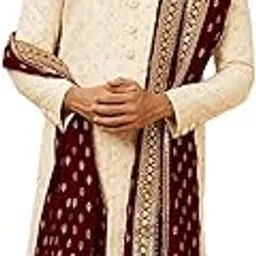 manyavar Men's Velvet Buta Pattern Dupatta (1pc)-picture-16