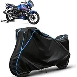 All Weather Bike Cover for TVS Apache RTR 160 2V Racing Edition Bike Cover with Water-Resistant and Dust Proof Premium 190T Fabric_Blue Stripe-picture-17