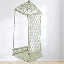 ARUANU White Maharaja Swing Chair with Free Complete Hanging Kit Hammock-Hanging Chair Handmade 100% Cotton for Comfort Indoor and Outdoor Swing with Accessories(170Cm x 120Cm x 50Cm)-picture-26