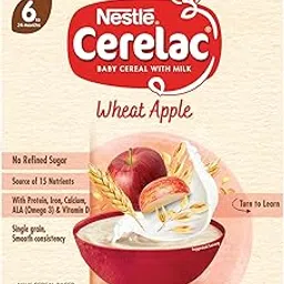 CERELAC Baby Cereal | No Refined Sugar | Wheat Apple for 6-24 months baby | Omega 3 Iron Protein Calcium Vitamin D for babies | Instant Infant Cereal | Travel Friendly | 350g-picture-28