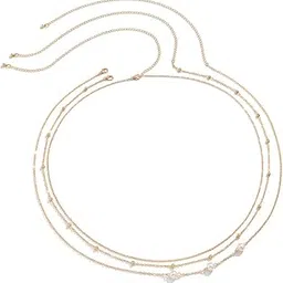 aaishwarya Minimalist Golden Beach Bikini Thin Metallic Layered Waist Chain with Pearl/Body Chain (Pack of 3) For Women And Girls | Kamarband for Women-picture-26