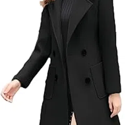 Women's Long Pea Coats Double Breasted Overcoat Fall Trench Coat Warm Elegant Thick Lapel Pocket Fashion Winter Coat-image-10