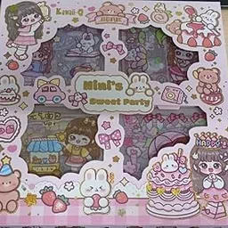 Gladnes Sweet Party Kawaii Sticker - 100 Sheets of Cute Washi Stickers for Scrapbooking, Gift Wrapping, DIY Crafts, Party Decorations, Mobile Covers, Laptop, Journal & Gift Set-picture-15