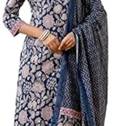 kohsh Womens Floral Print Straight Kurta Pant Dupatta Set image 1
