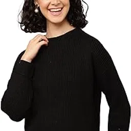 nobarr Women's Viscose Full Sleeve with Turtle Neck Black Ribbed Sweater-picture-25