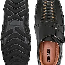 zokaro Men's Shoes in Leather - Suitable for Casual and Formal Wear - Round Toe Design with Comfortable Fit Size 8 | Color: Black |-picture-37
