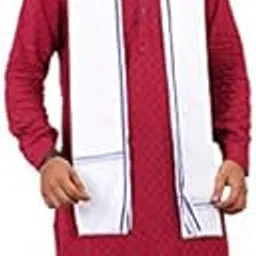 jenny denial 100% pure Cotton White blue Gamcha/Gomasa for Men 300 GSM handloom printed (size :: Full size) Stole angocha-picture-43