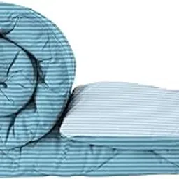 HOMEKART 220 GSM Microfiber Solid Satin Striped Comforter |Quit | Blanket Reversible Double Tone for Double Bed | Washable | Hypoallergenic Skin Friendly (90 x 100 Inch, Light Blue)-picture-15