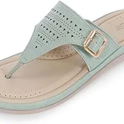doctor extra soft Women's Flat Memory Foam Slippers/Flip-Flops Fashion Stylish Casual Comfortable Diabetic Orthopedic Lightweight Synthetic Slip-on Sandals with Adjustable Buckle for Girls & Ladies D-609-picture-28