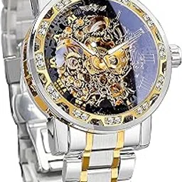 forsining Stainless Steel Mechanical Men's Watch(Gold Dial Silver Colored Strap)-S1089-2, Analogue-picture-54