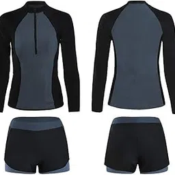 Ubervia Long Sleeve Swimsuit, Quick Dry Sun Protection Two Piece Swimsuit Set for Swimming for Surfing (Women 3802 L)-picture-26