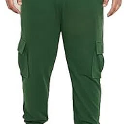 club york Men’s Plus Size Cotton Blend Cargo Joggers with Drawstring Waist & Multiple Pockets | Comfortable Fleece Track Pants for Casual and Lounge Wear_MTP289XL_XXL Green-picture-29