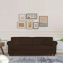 cortex Solid Sal Wood Rahi Velvet 3 Seater Sofa Set for Living Room, Chocolate Brown Color-picture-25