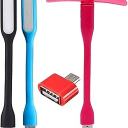 7Q7 - 2 USB LED Light and 1 - Two Blade USB Fan for PC Mobile Phones Smartphones + OTG (Multicolor)-picture-55