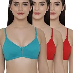 clovia Cotton Women's Pack Of 3 Full Coverage Non-Padded Wirefree Full Cup Bra-picture-23